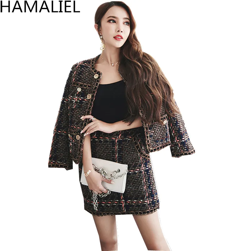 HAMALIEL подиумный зимний женский комплект из 2 предметов новинка 2018 клетчатый