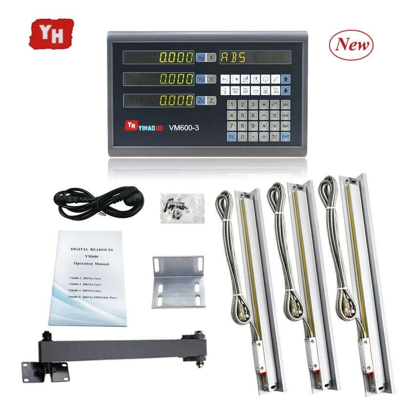 

VM600-3 Digital Readout Dro Set Linear Scales Kit 5U 50 to 1000mm Lines Encoders for Lathe Mill Machines YIHAO GD