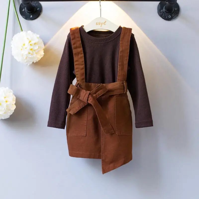 Комплект из 2 предметов для маленьких девочек рубашка с длинным рукавом и платье