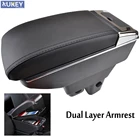 Автомобильный контейнер для хранения, центральная консоль, кожаный двухслойный подлокотник, подстаканник для Honda Jazz Fit 2009-2013 2010 2011