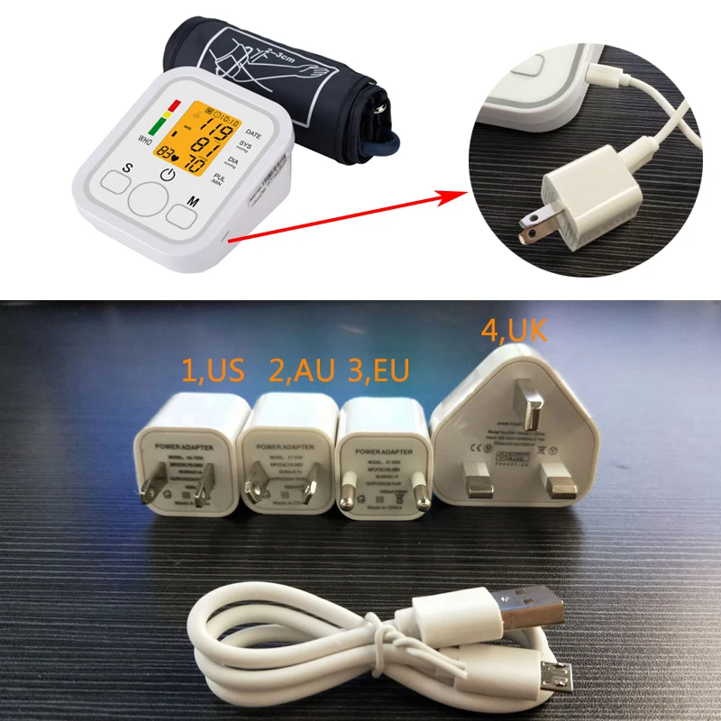 3 colors backlight voice Automatic Digital Arm Blood Pressure Monitor Sphygmomanometer Pressure Tonometer for Measuring Arterial