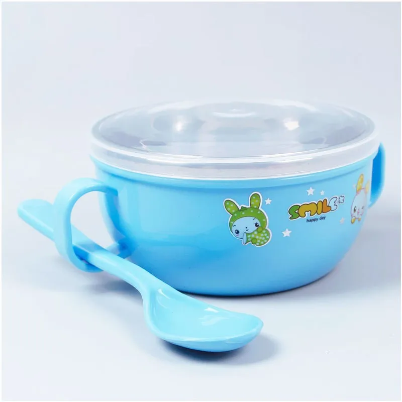 Детская посуда из нержавеющей стали детские чаши с Силиконовый ярких цветов в