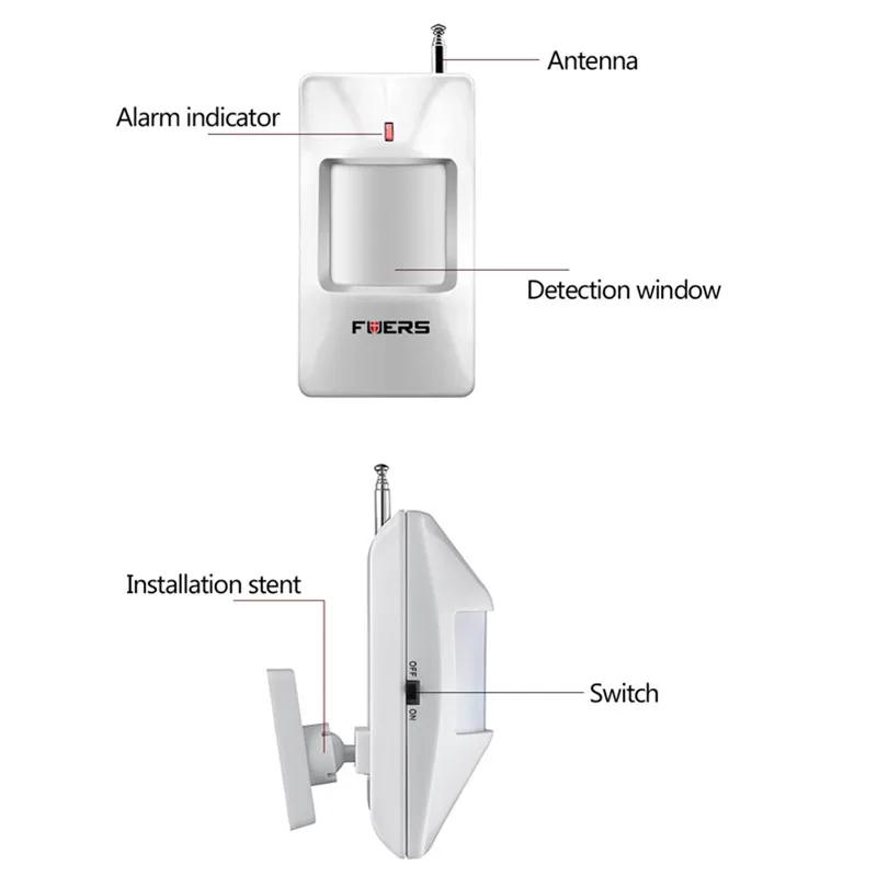 FUERS Беспроводной PIR Сенсор детектор движения 433 МГц сигнализации s для GSM/PSTN