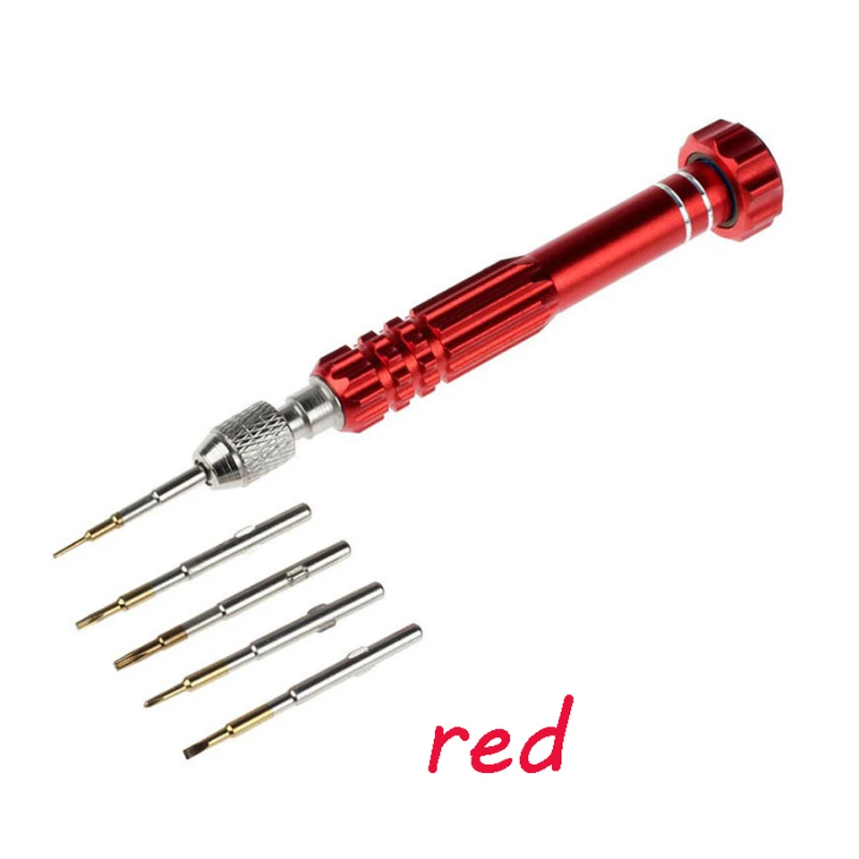 red Geoeon 1 Набор 5 в 1 многоразрядная Прецизионная отвертка Torx комплект часов для мобильного телефона для iPhone 4 5 6 6s ремонт смешанный набор инструментов D29 - Цвет: red