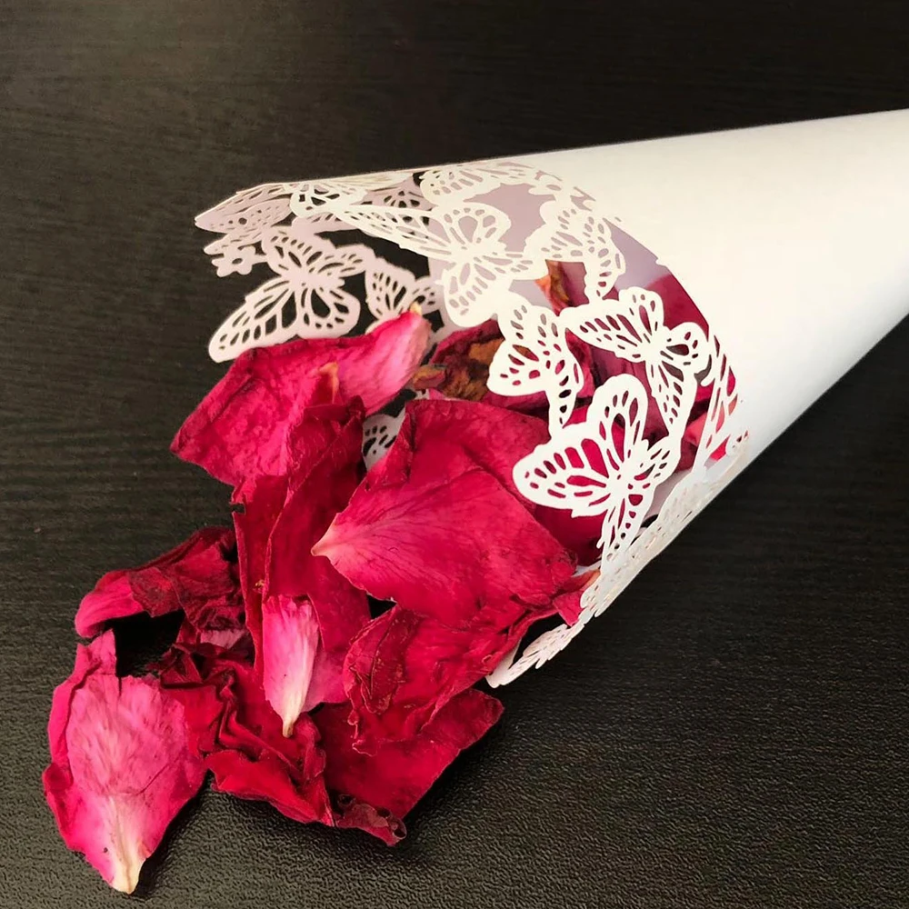 

50pcs Party Confetti Paper Wedding Favors White Placing Cones Candy Petal Wedding Petal Cones DIY