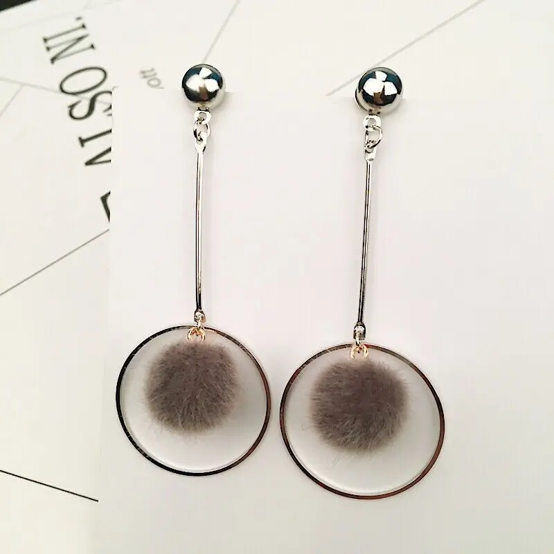 1Pair Fashion simple hair pompom ball earrings geometric tassel wild multi-color Christmas women jewelry | Украшения и аксессуары