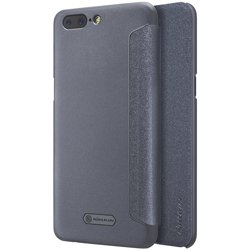 Чехол бампер Для One Plus 5 5.5 дюймов Nillkin Sparkle Искусственная кожа Смарт проснуться