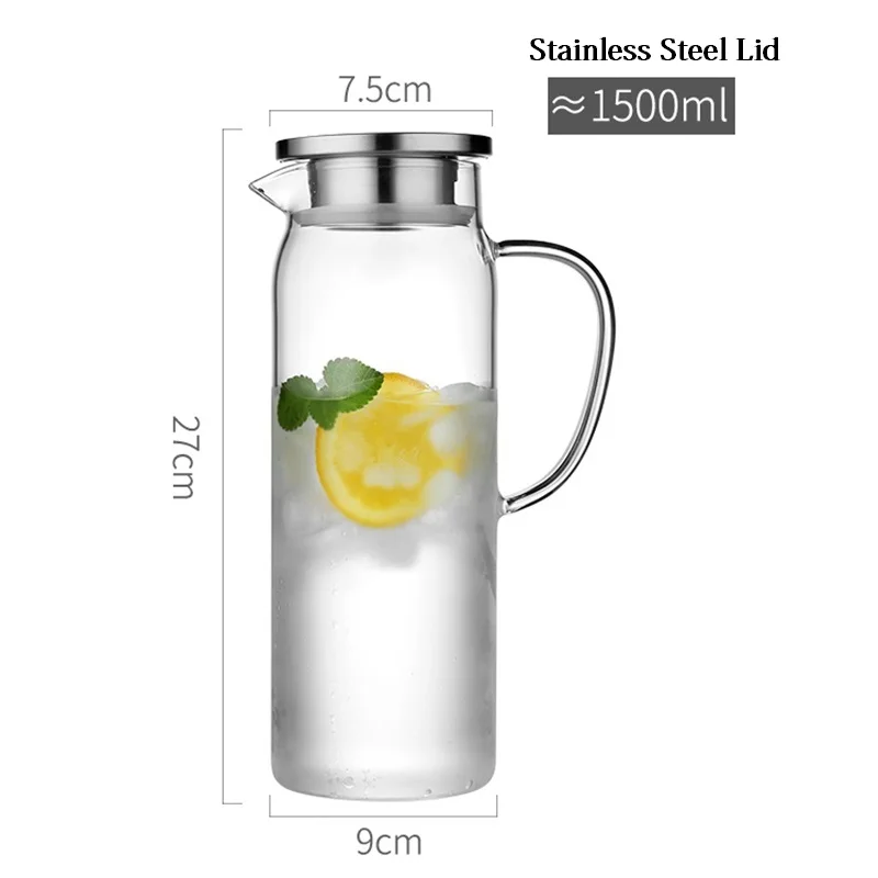 1L/1.3L/1.5L/1.7L прозрачный стеклянный кувшин для воды, чайник Cha, чайник, лимонад, кувшин, термостойкий, взрывозащищенный, нагреваемый графин - Цвет: 1.5L