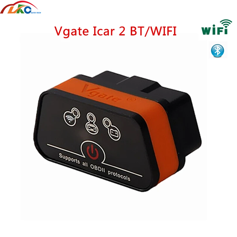 Диагностический сканер Vgate ICar2 ELM327 OBD2 V2.1 Wi Fi Bluetooth для Android/Iphone/ПК/ios протоколы