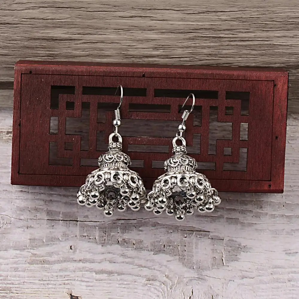 CARTER LISA этнические винтажные индийский цыганский Jhumka серьги серебряные большие