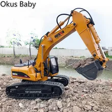 Новые игрушки 15 каналов 2,4G 1/14 RC экскаватор зарядка RC автомобиль с батареей RC сплав экскаватор RTR для детей