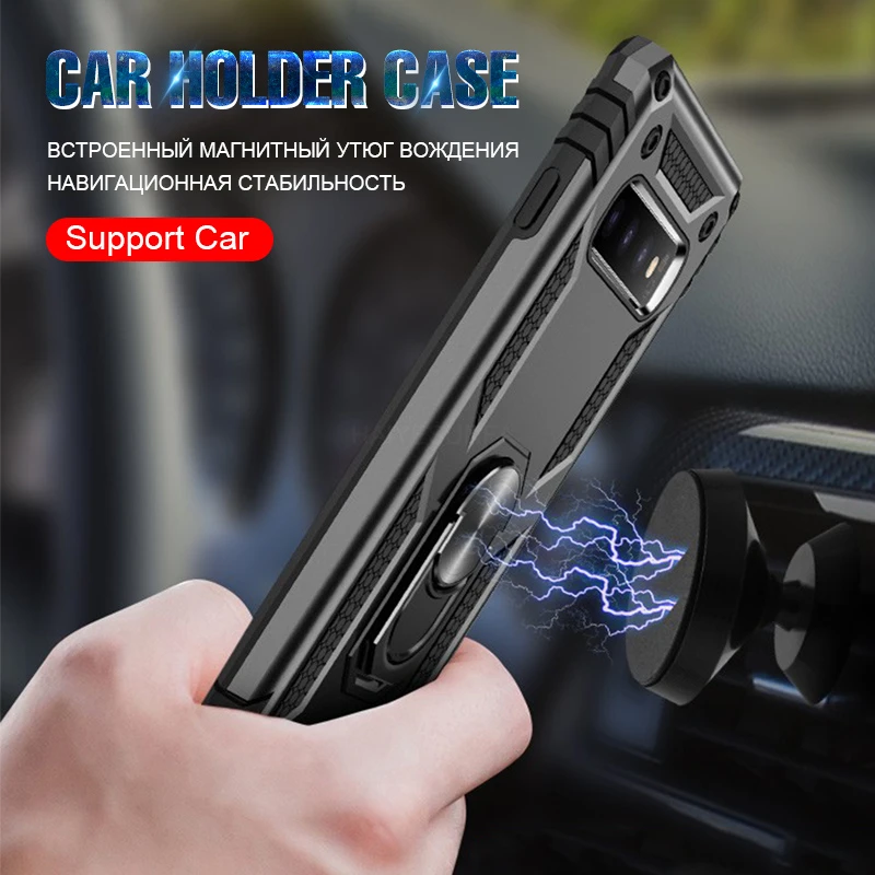 Роскошный ударопрочный магнитный автомобильный чехол с кольцом для Samsung S10 S9 S8 Plus