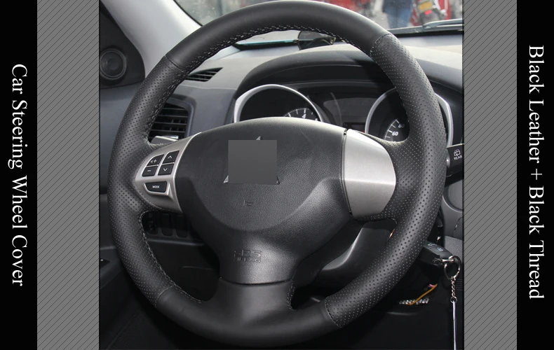 LQTENLEO черный чехол рулевого колеса автомобиля из натуральной кожи для Mitsubishi Lancer EX 10 2007- Outlander 2006-2013 ASX 2010