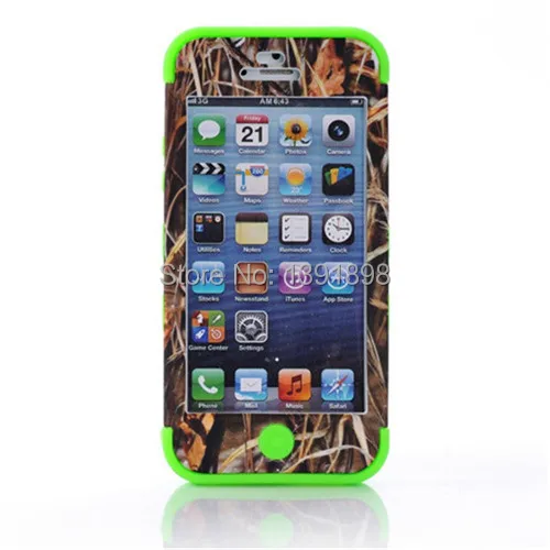 Retro Grass Camo Design 3 in 1 Combo Robot PC Rubber Hybird cover CASE for iPhone 5 5s +Free shipping |