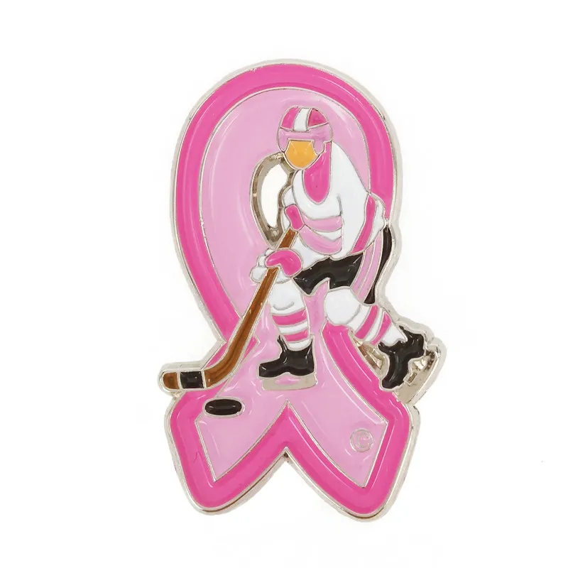 

Breast Cancer Awareness Girl Hockey Fooftball Volleyball Gymnast Flip Pink Ribbon Lapel Pins