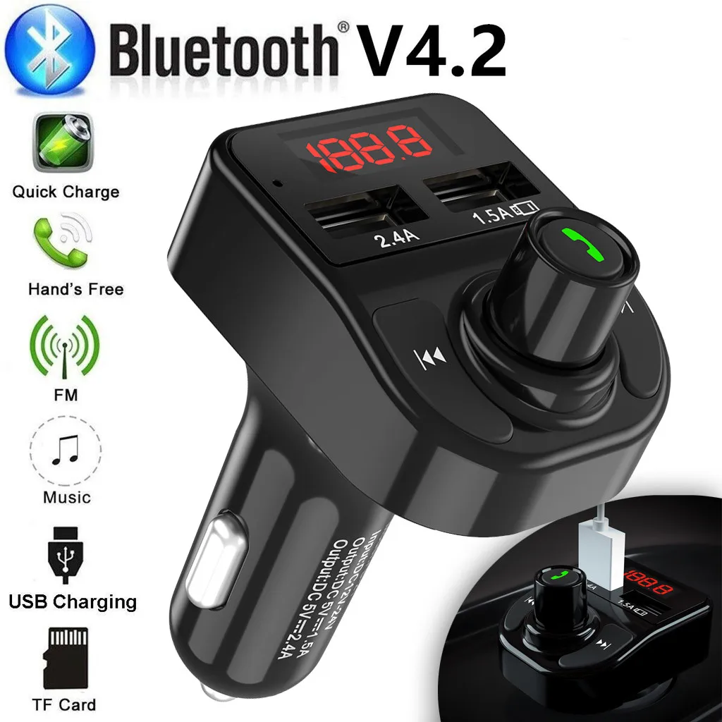 Bluetooth автомобильный комплект 4 2 беспроводной fm передатчик ЖК дисплей MP3 USB