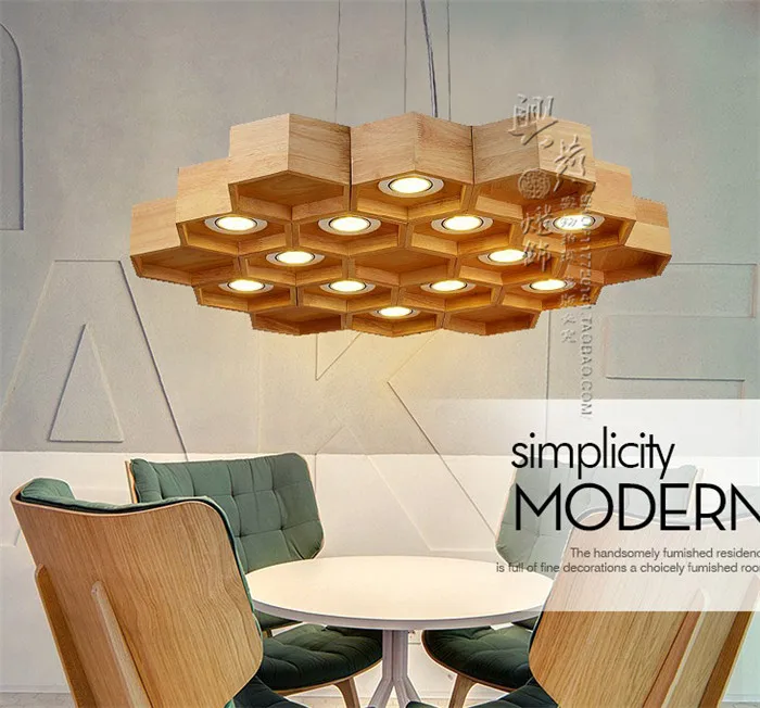 Твердый деревянный светодиодный подвесной светильник скандинавские столовые