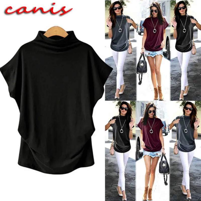 

Ladies Batwing Sleeve Baggy Oversized Loose Fit Turn up Women O Neck T-Shirt Top