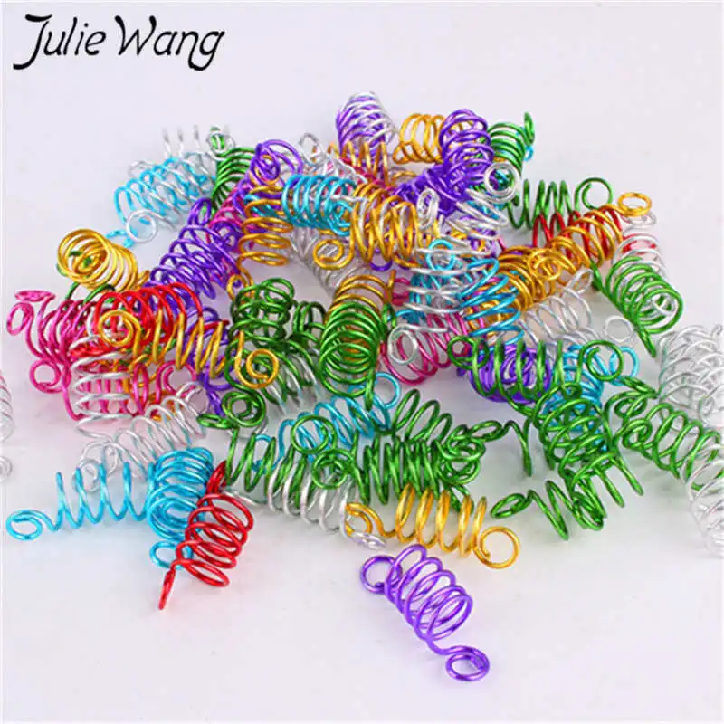 Julie Wang 10 шт. разноцветные оплетки Дред бусины манжеты зажимы спиральные крутые