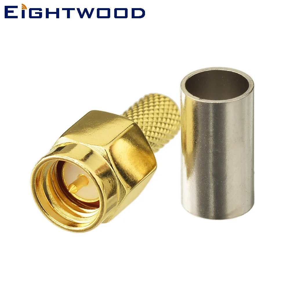 Eightwood 5 шт. SMA штекер RF коаксиальный разъем адаптер прямой обжим RG58 RG400 RG142 LMR195
