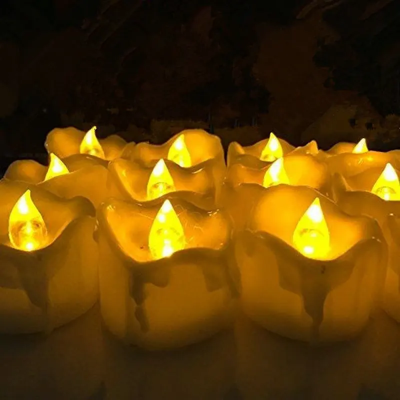 240 шт./лот беспламенный светодиодный чайный светильник с таймером и воском