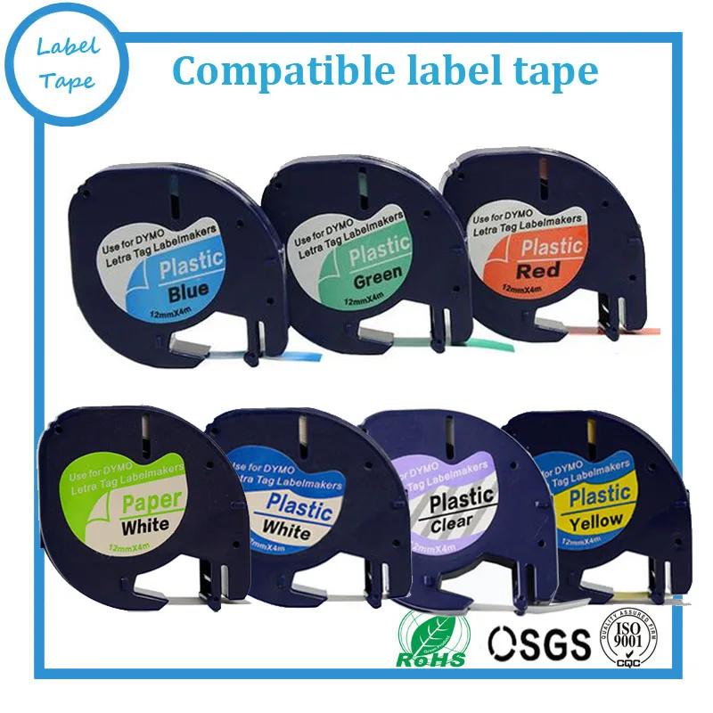 

7PK Compatible DYMO LT Mixed 12267 91200 91201 91202 91203 91204 91205 Letratag label tape for DYMO label printer free shipping