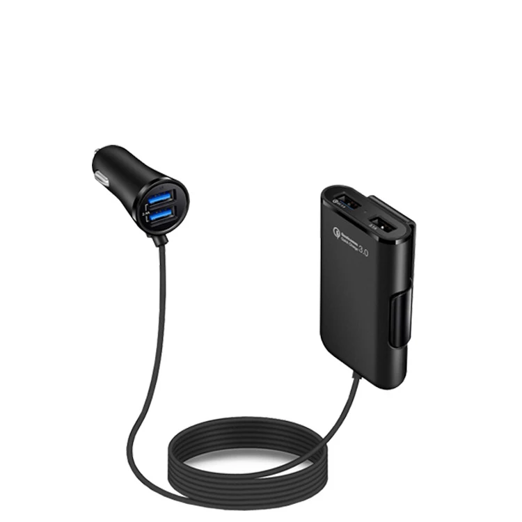 QC 3 0 Автомобильное зарядное устройство на заднем сидении с четырьмя портами