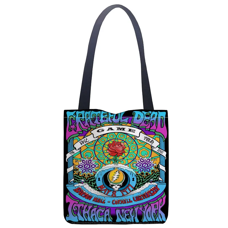 Custom  grateful dead painting paint printing shoulder bag canvas tote bag shopping travel book handbag custom logo