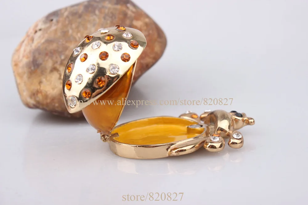 Миниатюрный бокс безделушка с кристаллами кольцо в форме жука жук Дамский