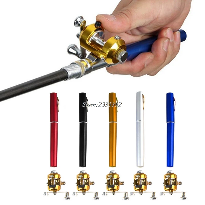 Мини Телескопическая портативная карманная рыболовная ручка из алюминиевого