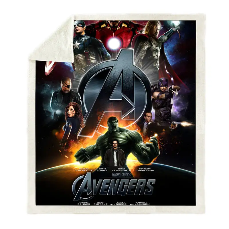 Одеяло с 3D принтом супергероя Мстителей шерпа диван одеяло покрывало постельное