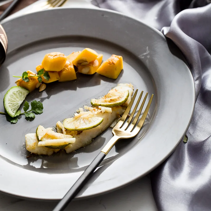 Керамические блюда и тарелки 10 дюймов круглая бежево-серая пигментированная