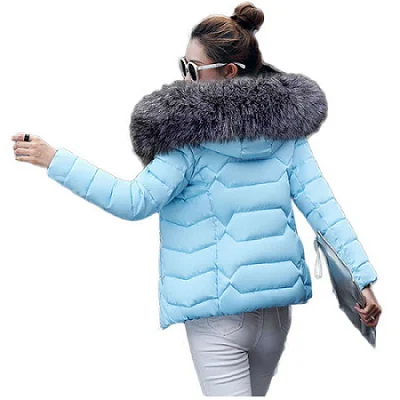 blue Женские куртки, зимнее пальто, модное Короткое женское пальто, корейское платье, теплый шерстяной воротник, толстая теплая зимняя куртка для женщин - Цвет: blue