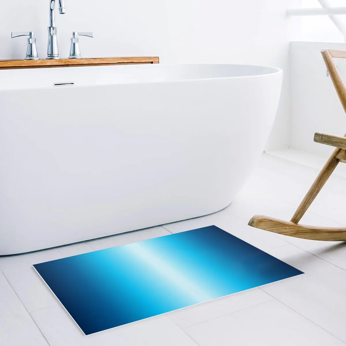 Blue And White Gradient Pattern Door Mats Kitchen Floor Bath Entrance Rug Mat Absorbent Indoor Bathroom Decor Doormats Rubber | Дом и сад