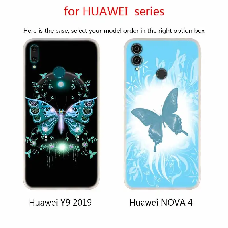 Чехол с синей бабочкой мягкие силиконовые чехлы для Huawei Mate 10 Lite 20 Pro 20X S Y5 2017 Y9 2018 2019