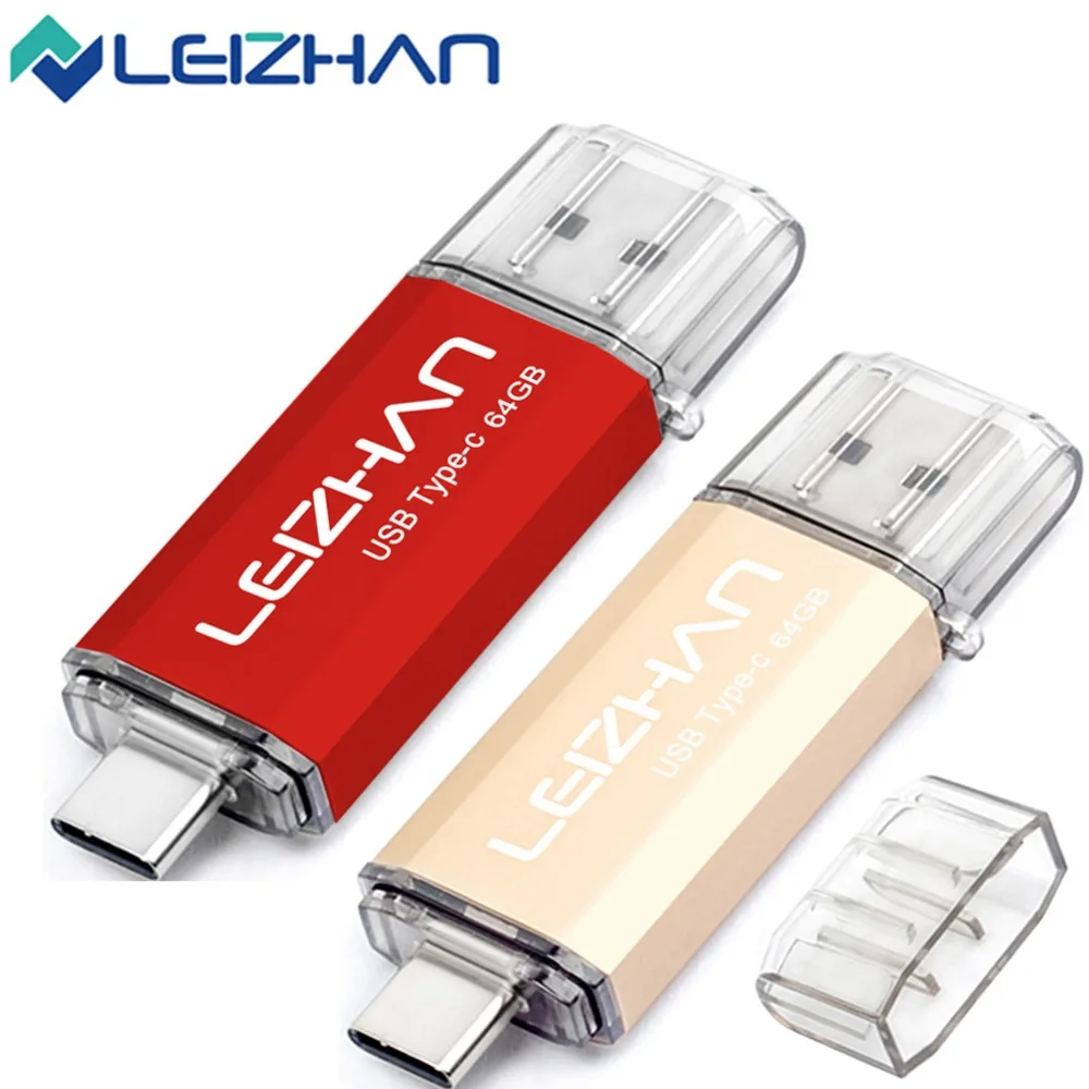 LEIZHAN USB C флэш накопитель для телефона с картинкой 128 ГБ samsung Galaxy S9 S8 TYPE Флешка 64 флеш