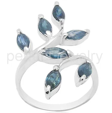 Natural sapphire ring 925 sterling silver 0.13ct*7pcs gems Real natural Leaf style For men or women #C15112301 | Украшения и