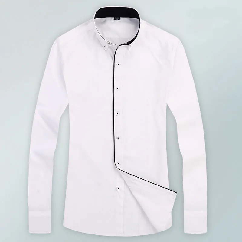 Мужская однотонная формальная рубашка не требует глажки без нагрудного кармана