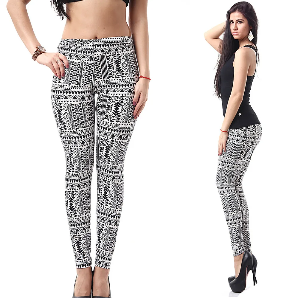 Леггинсы женские с геометрическим принтом Модные Повседневные Дышащие
