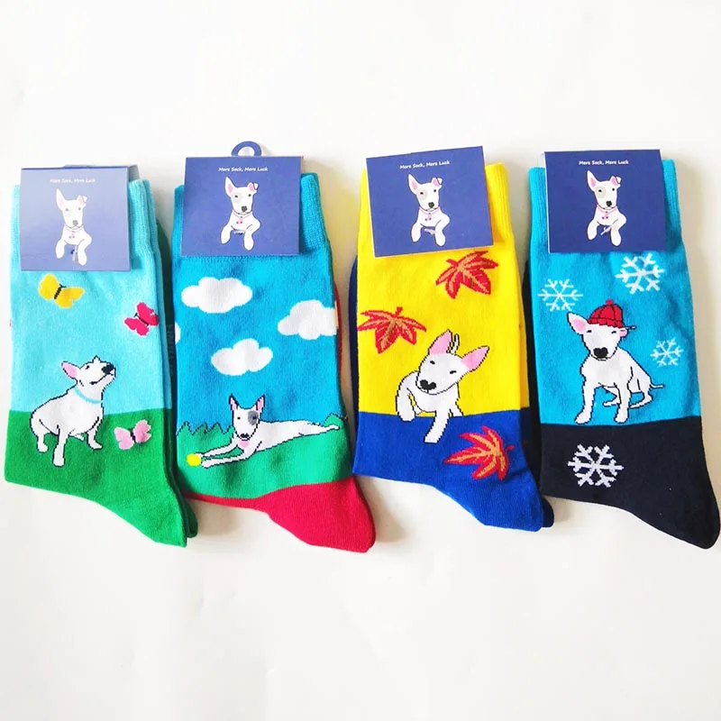 Оригинальные женские носки бультерьеры милые Необычные забавные с бультерьером