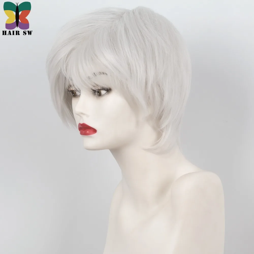 Волосы короткие прямые Боб вырезать более старый женский парик мягкие