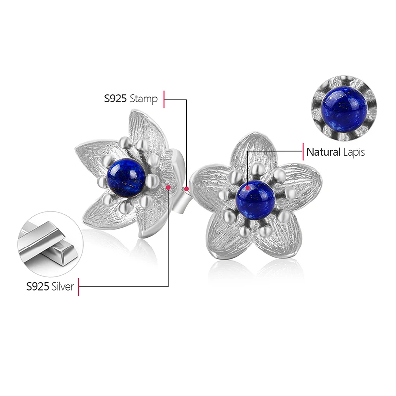 Lotus Fun Реальные Стерлингового Серебра 925 Природных Ляпис ручной работы Fine Jewelry