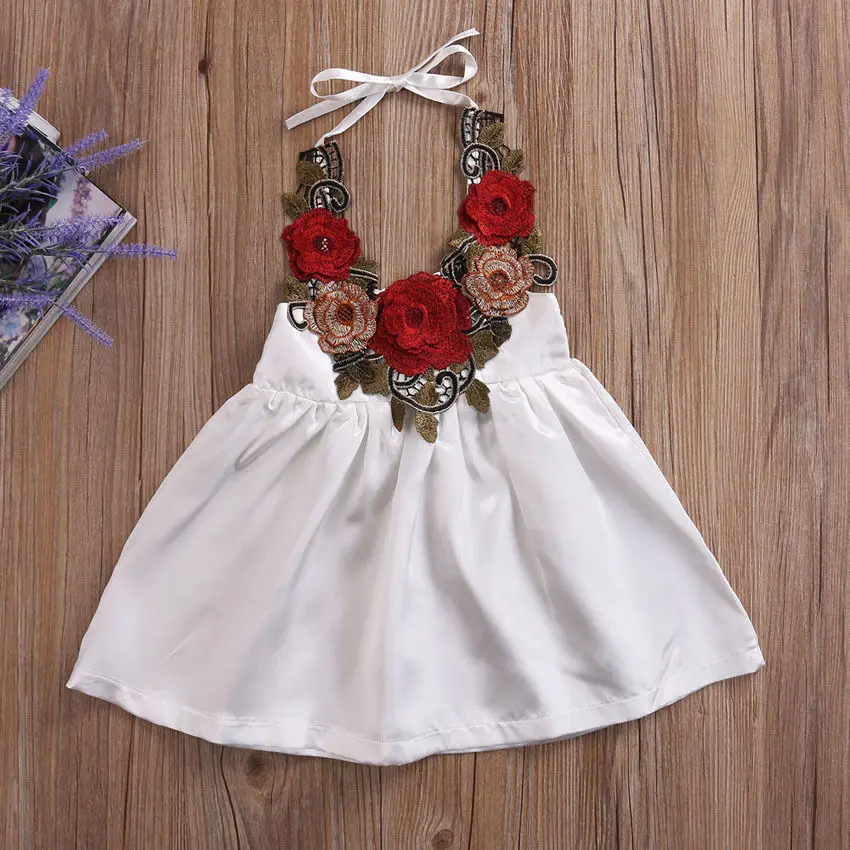 Toddler Kids Baby Girls Flowers Party Dress Formal Dresses Cute 3D Rose Princess Clothes Summer 6M-5T | Детская одежда и обувь