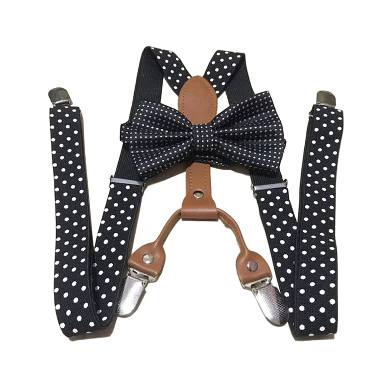 Men Women Polka Dot Tie Suspenders 4 Clips Leather Suspensorio Braces FDC99 | Аксессуары для одежды