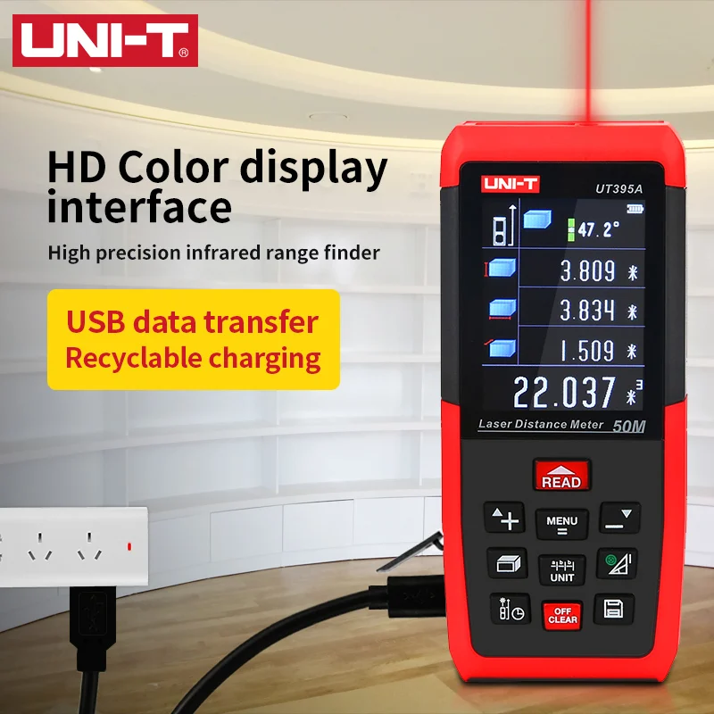 UNI-T UT395A Лазерные дальномеры 50 м~ 120 м Диапазон Finder с 2MP объектив дальномер Best точность 2 мм экспорт данных USB ПК Программное обеспечение