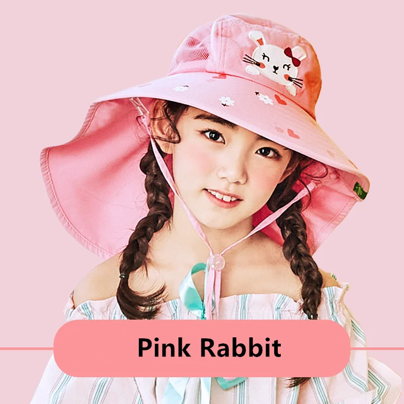 Pink Rabbit Kocotree/Детская Солнцезащитная шапочка для мальчиков и девочек, детская Солнцезащитная шапка для улицы, унисекс, летняя кепка для отдыха для детей - Цвет: Pink Rabbit