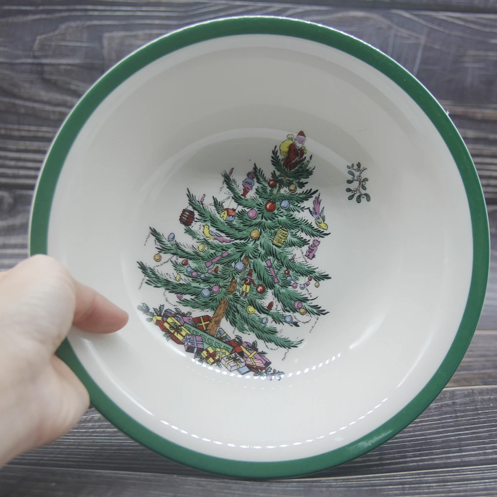 

Set of 4 8 inch Christmas Tree Bowl Tableware salad bowl Cold dish mixing bowl Dessert bowl vegetable salad bowl kitchenware