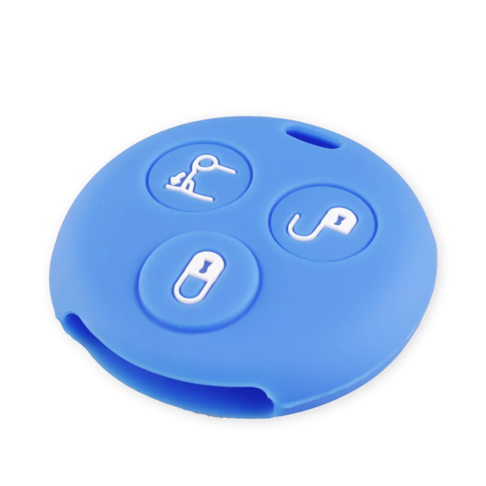 BLUE KEYYOU, 3 кнопки, силиконовый чехол для автомобильных ключей, брелок, чехол для Mercedes Benz Smart City Roadster Fortwo, чехол для ключей, автомобильный стиль - Название цвета: BLUE