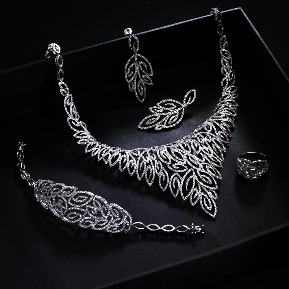 Новые красивые роскошные наборы украшений для свадебвечерние с листьями