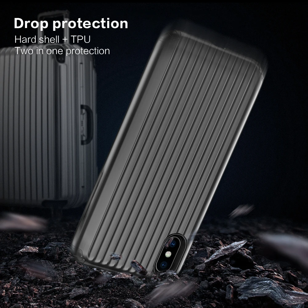 FLOVEME For iPhone XS MAX Case Plastic Hard Armor Suitcase Cover Travel Phone Bag X Coque Fundas |